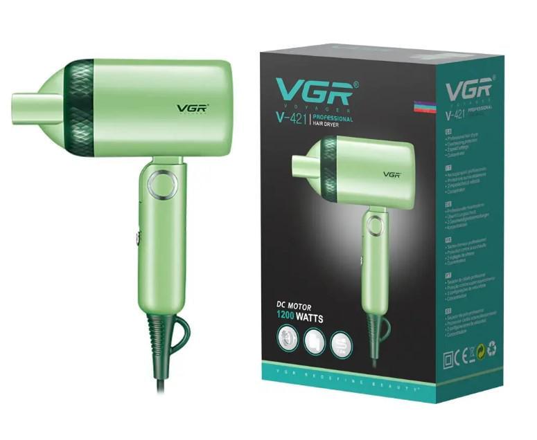 Фен складаний VGR V-421 портативний з концентраторною насадкою 1200 Вт Зелений (2390000048) - фото 5 Фен складаний VGR V-421 портативний з концентраторною насадкою 1200 Вт Зелений (2390000048) - фото 5