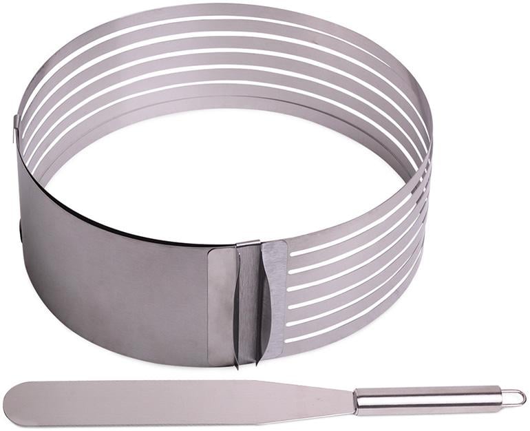 Форма для нарізки бісквіта Kamille регульована з ножем 24,5-30 см (KM-7789)