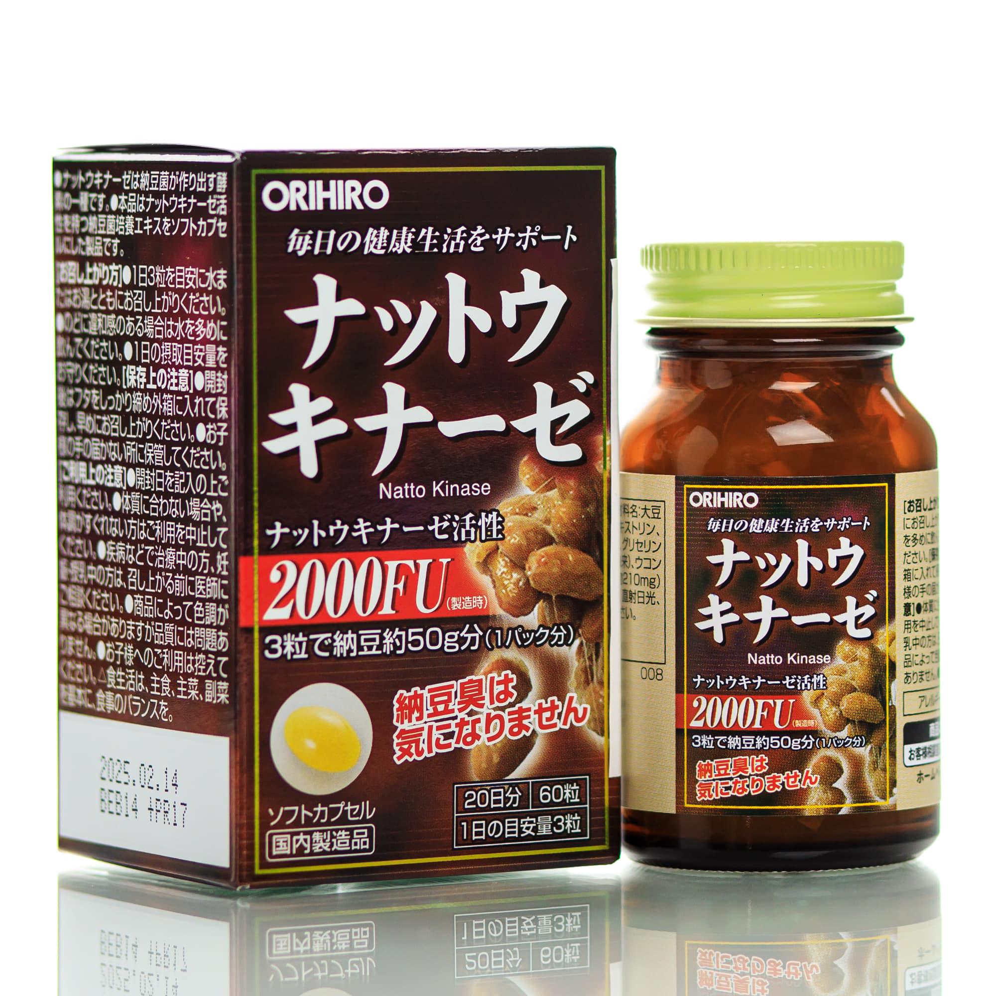 Наттокіназа Orihiro Natto Kinase 2000 20 дн. 60 шт.