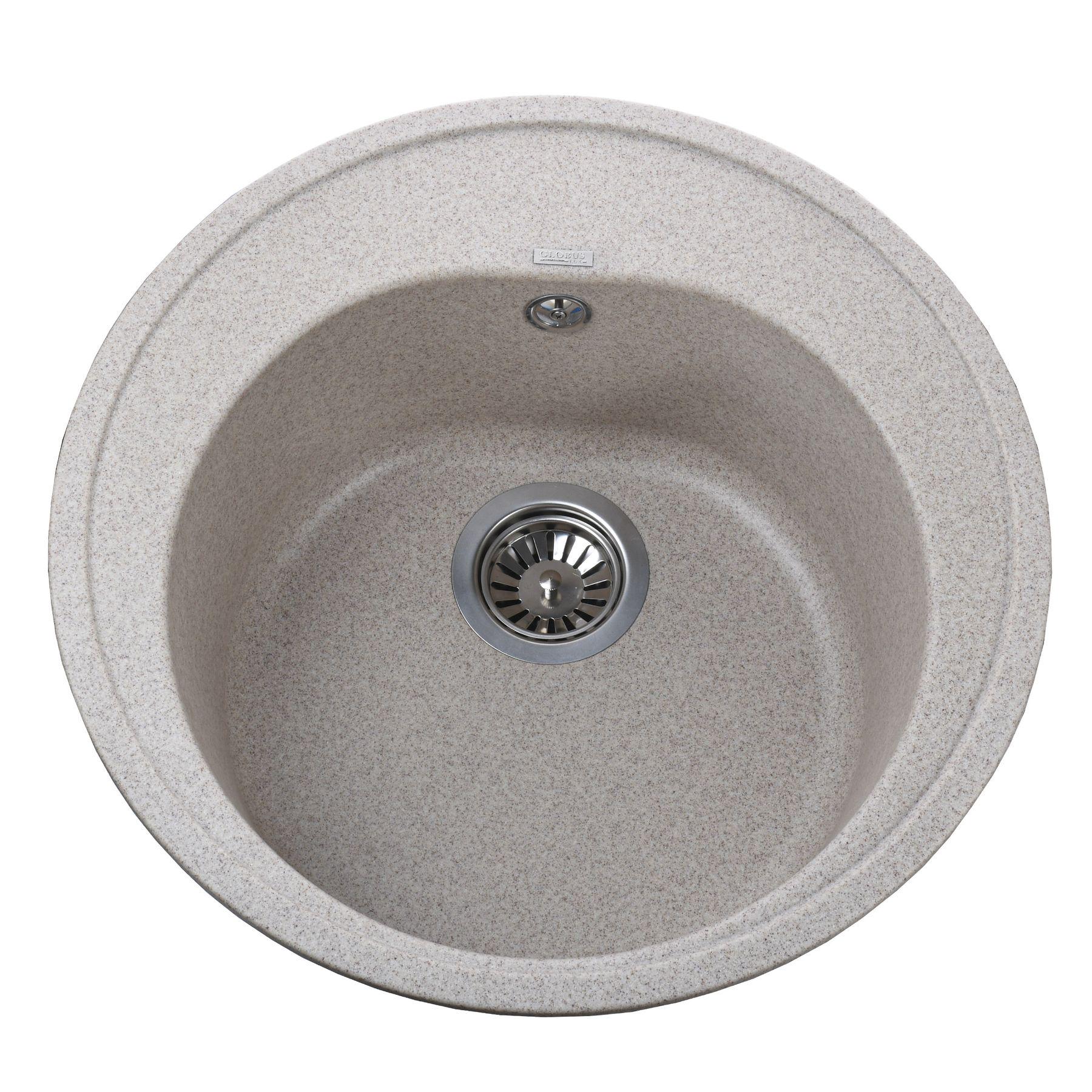 Мойка кухонная Globus Lux 000021070 гранитная круглая 510x510 мм Бежевый (25949500)