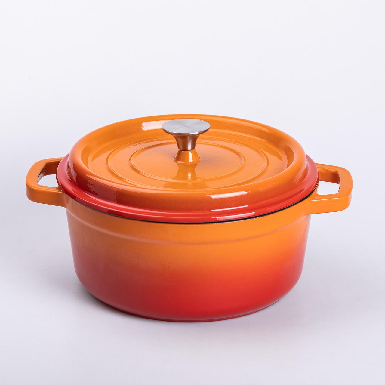Кастрюля чугунная эмалированная с крышкой 3 л 24 см Оранжевый - фото 5 Кастрюля чугунная эмалированная с крышкой 3 л 24 см Оранжевый - фото 5