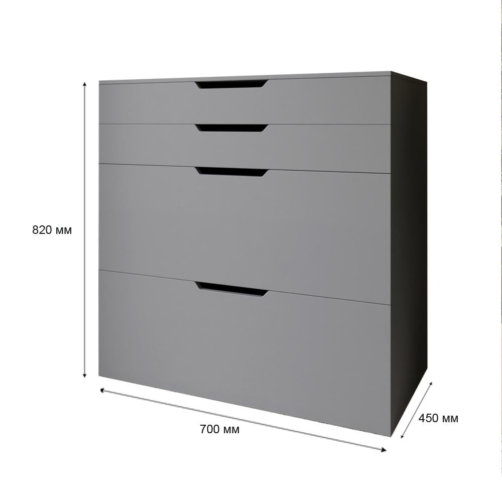 Комод-трюмо із дзеркалом 700х450х820 см Азія/Темно Сірий - фото 3 Комод-трюмо із дзеркалом 700х450х820 см Азія/Темно Сірий - фото 3