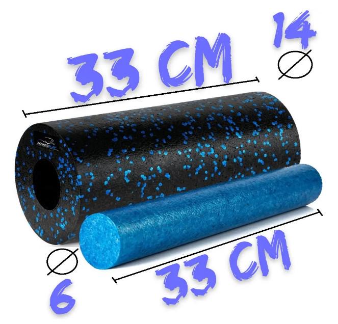 Масажний ролик гладкий PowerPlay PP-4348 2in1 EPP Foam Roller 33x14 см Чорний/Синій (60828) - фото 2