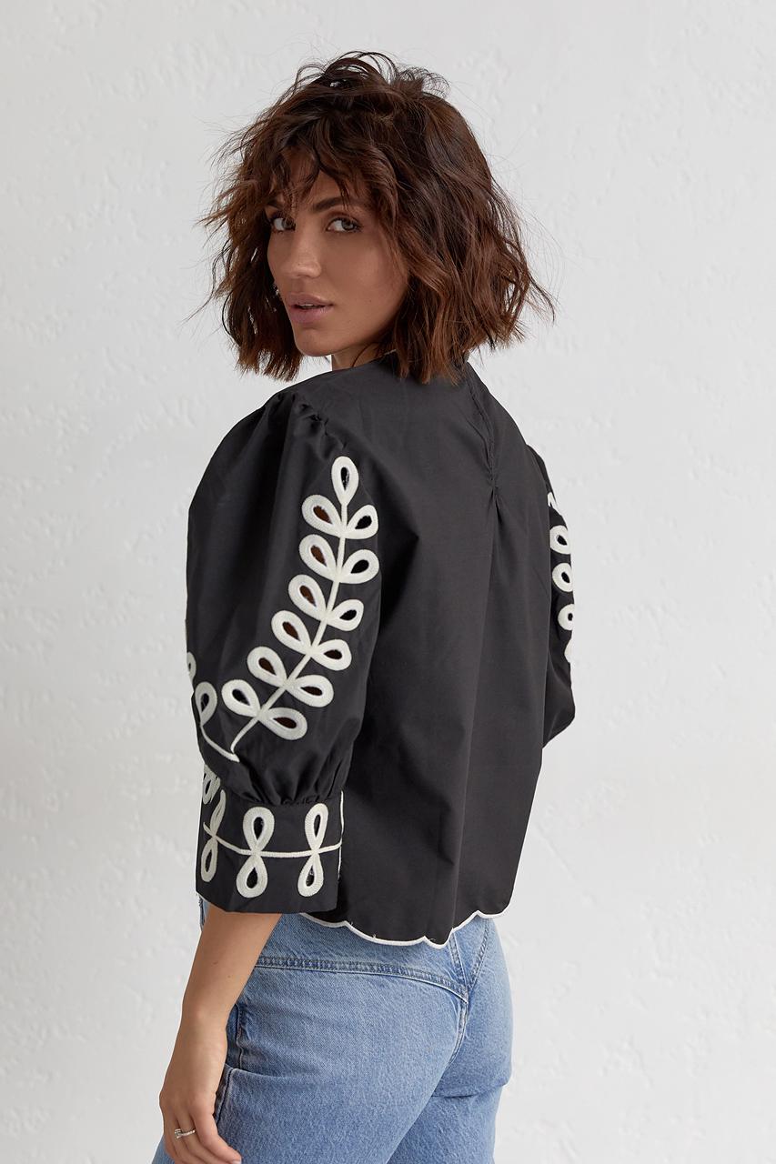 Блузка з рукавами-ліхтариками L Чорний (11290311) - фото 2