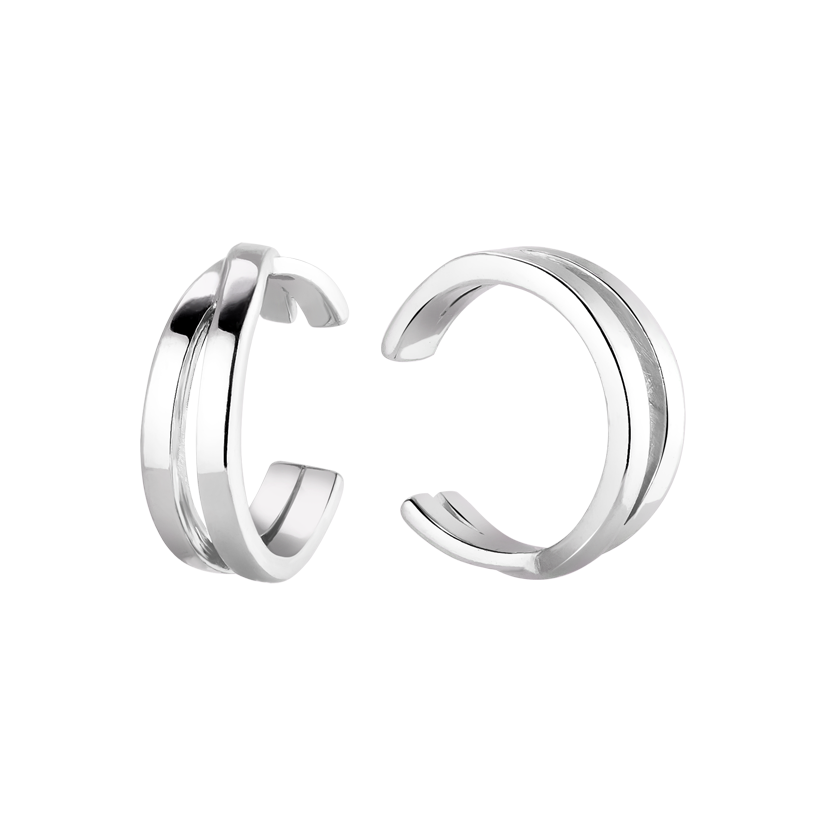 Серебряные серьги-кафы Двойной круг классика