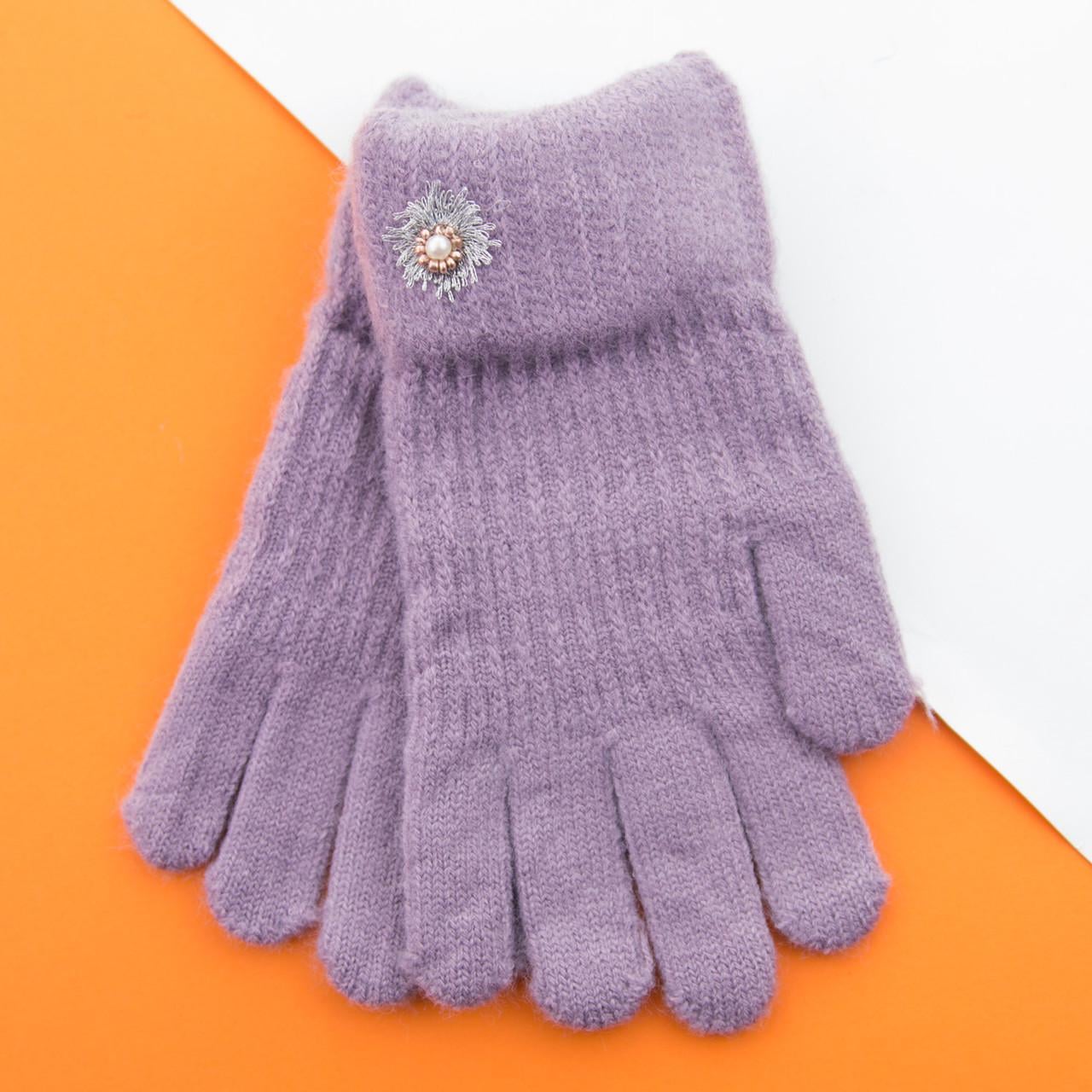 Перчатки для девочек 4-6 лет Цветочек 22-7-29 Фиолетовый (DR009903)