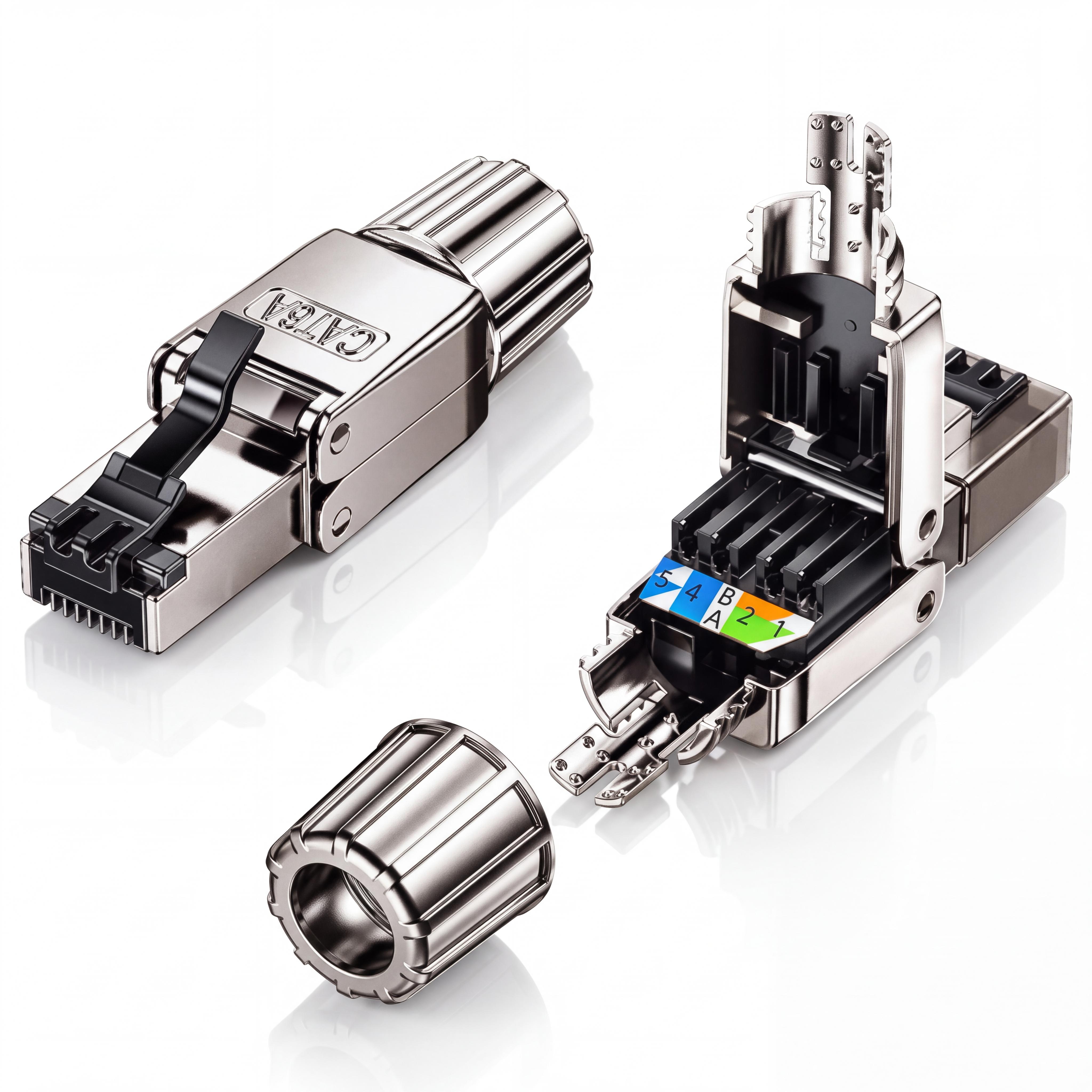 Коннектор UGREEN NW314 RJ45 Cat6A экранированный без обжима Серебристый (45706)