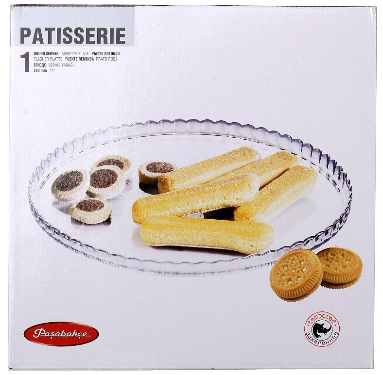 Блюдо Patisserie Ø 280 мм скляне з бортом (PB-10352) - фото 3