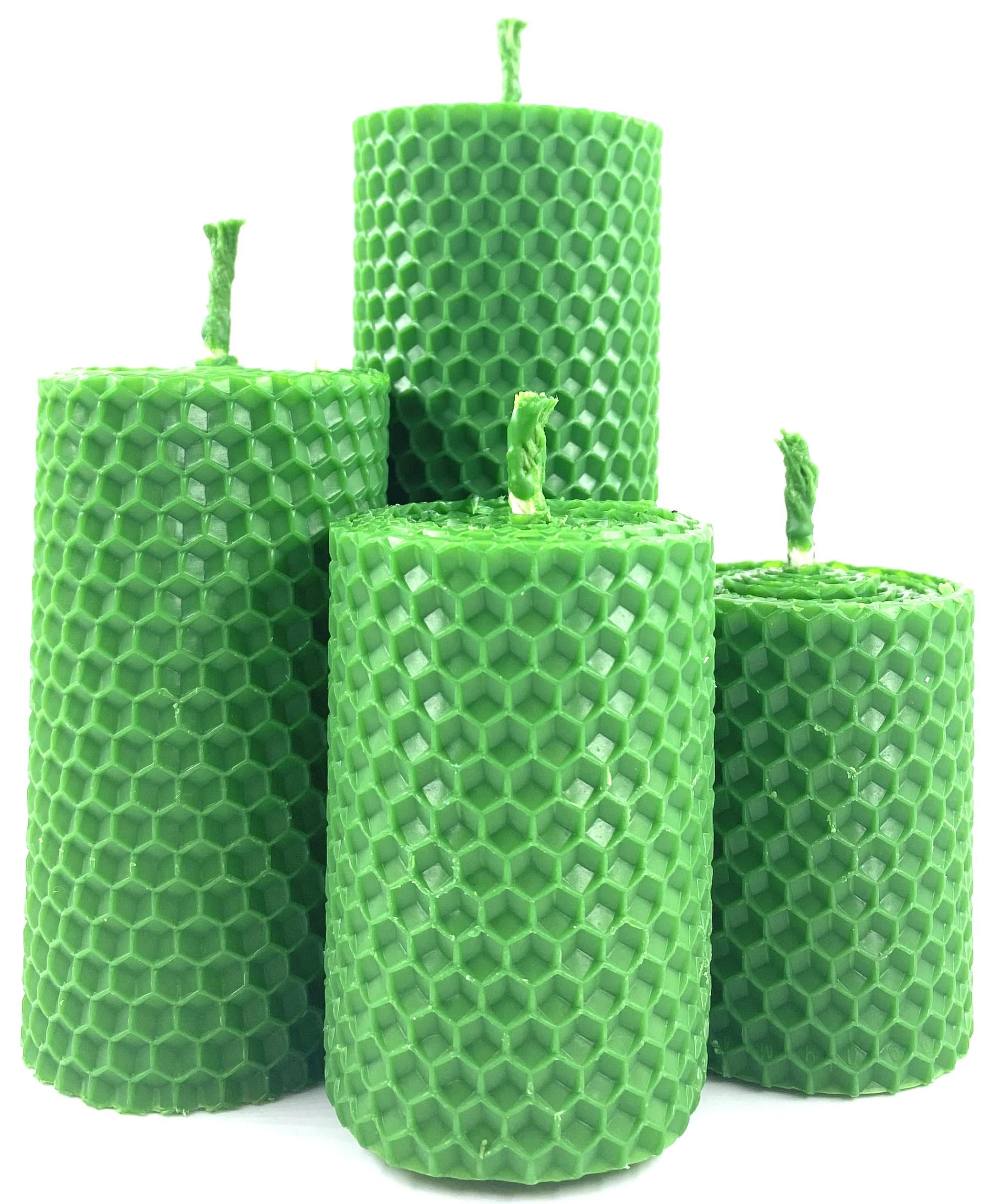 Набор 4-х декоративных свеч из натуральной вощины Зеленый (1849)