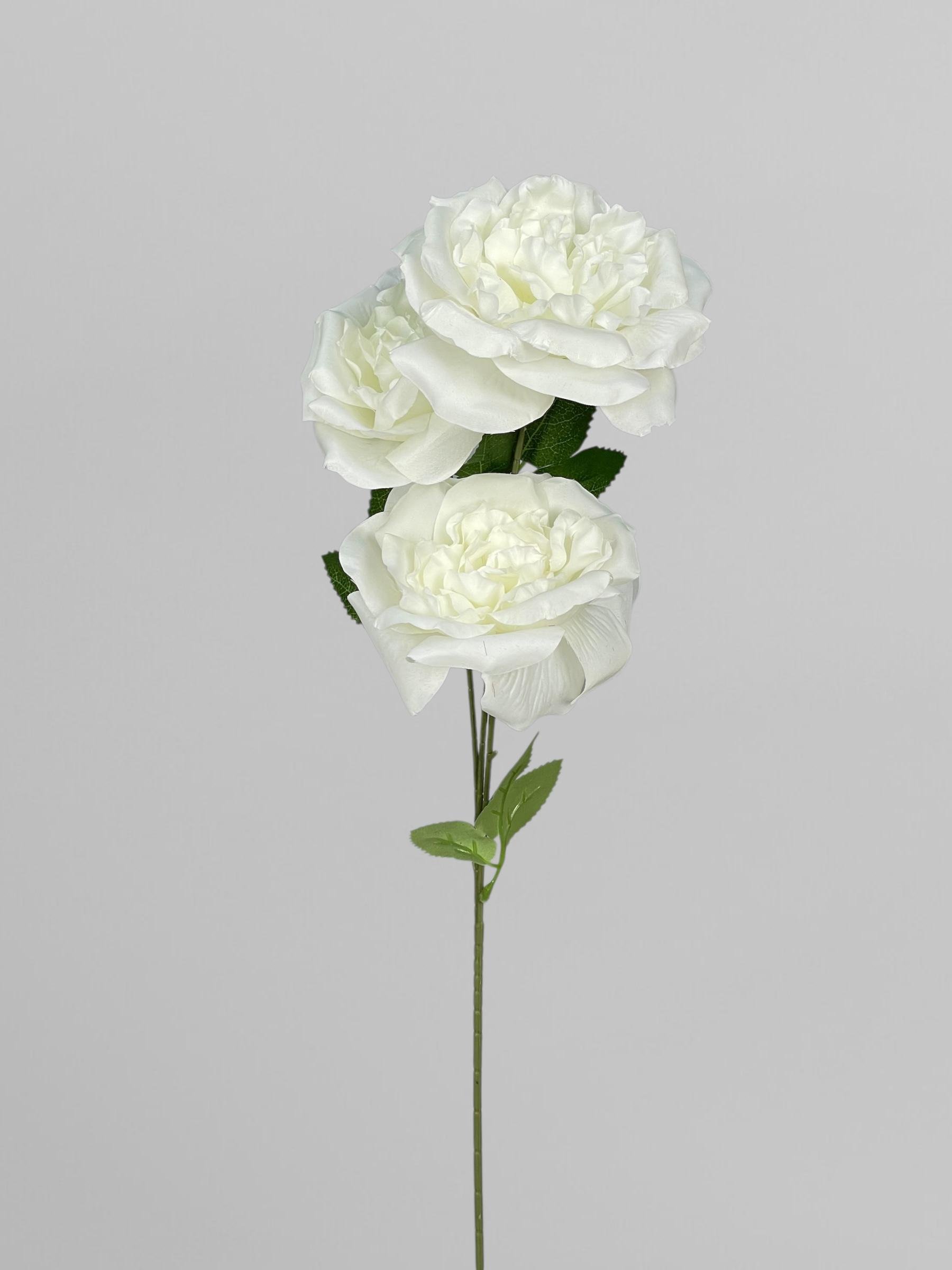 Искусственная роза 3 соцветия из сатина 68 см Белый (К05029)