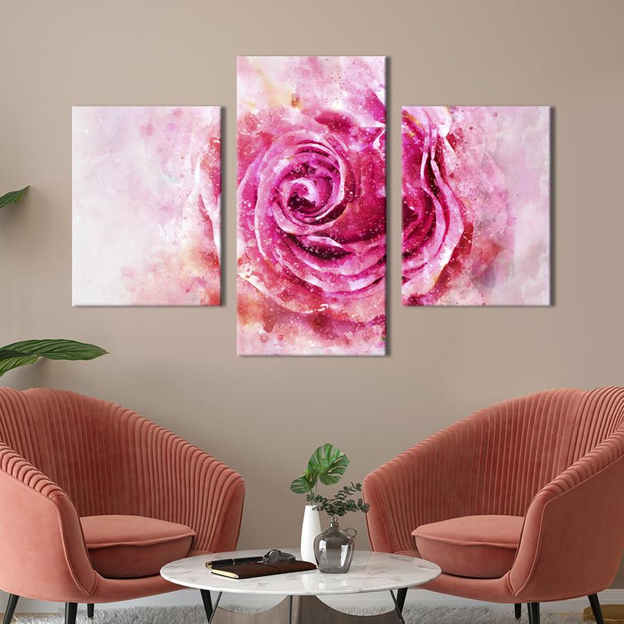Картина на холсте триптих Абстрактная роза 141x90 см (982-32)