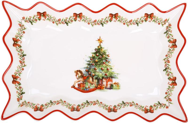 Блюдо фарфоровое рождественская елка 35,5х24 см