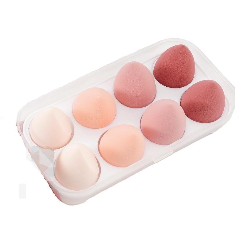 Набір спонжів для макіяжу професійний в пластиковому органайзері 8 шт. Рожевий (000580)