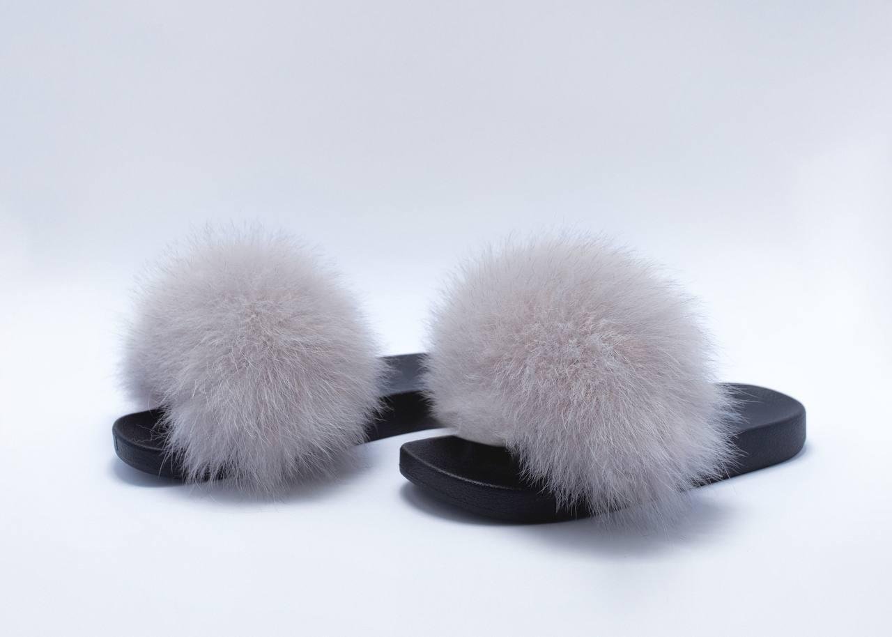 Тапочки Алвані з натуральним хутром песця р. 39 Сірий