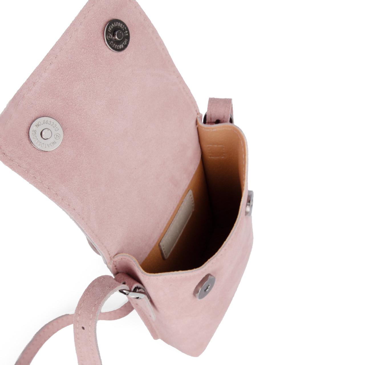 Сумка для телефону жіноча замшева Virginia Conti 03804 Пудровий (2629218009) - фото 4 Сумка для телефону жіноча замшева Virginia Conti 03804 Пудровий (2629218009) - фото 4