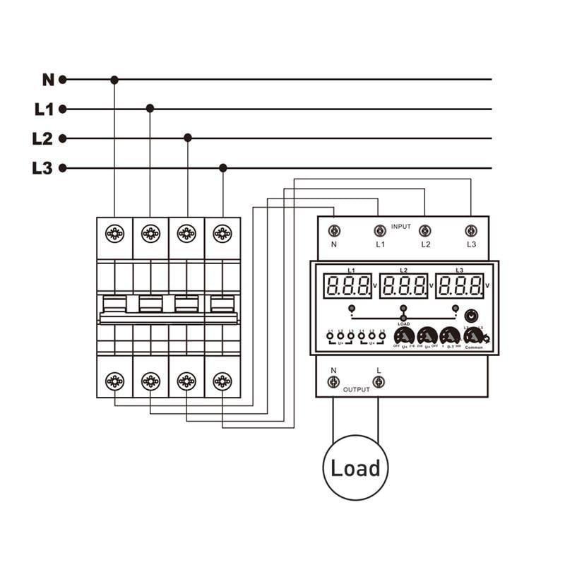 Трифазне реле перемикання фаз Samwha 63А 380 В (ATR-63) - фото 3