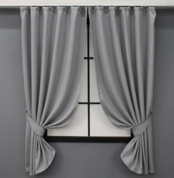 Комплект штор из льна блэкаут 1,3х1,7 м 2 шт. Серый (1397ш)