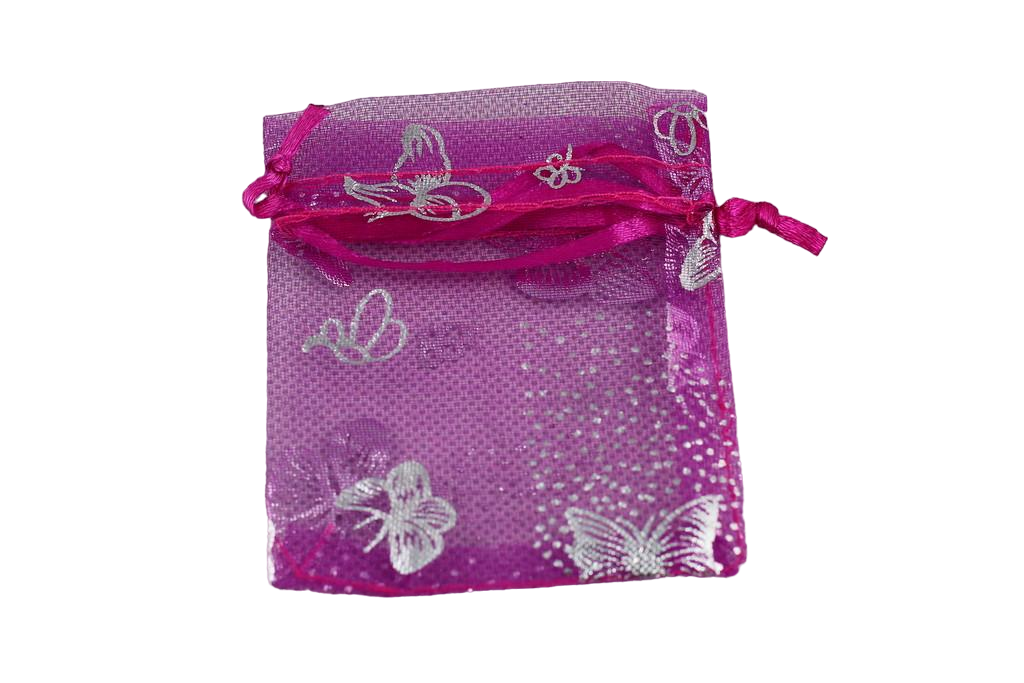 Мешочек из органзы с серебристыми бабочками 8,5х6,5 см Малиновый (1698620507)