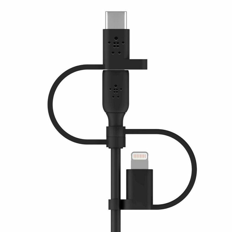 Кабель Belkin USB-A-Lightning/USB-С/microUSB 1 м Чорний (ERC-CAC001BT1MBK) - фото 4 Кабель Belkin USB-A-Lightning/USB-С/microUSB 1 м Чорний (ERC-CAC001BT1MBK) - фото 4