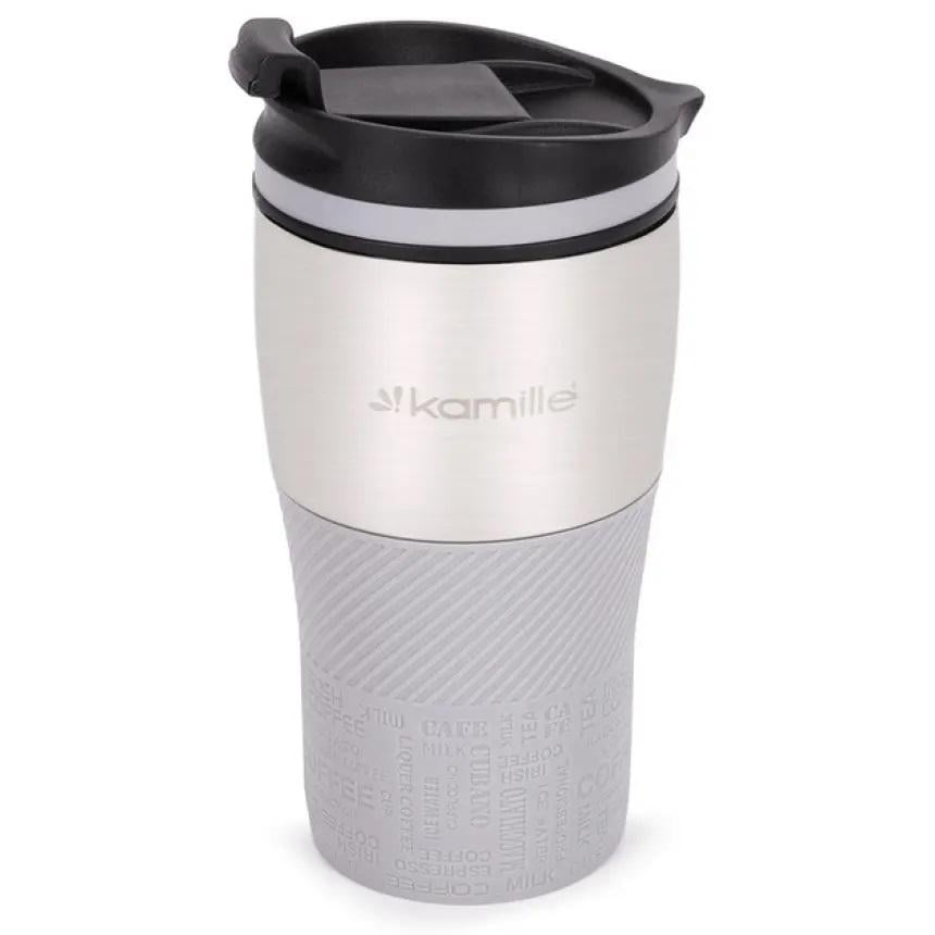 Термокружка с силиконовой TPR-вставкой Kamille KM-2155 из нержавеющей стали 320 мл Стальной/Серый (150-84-2155) - фото 1 Термокружка с силиконовой TPR-вставкой Kamille KM-2155 из нержавеющей стали 320 мл Стальной/Серый (150-84-2155) - фото 1