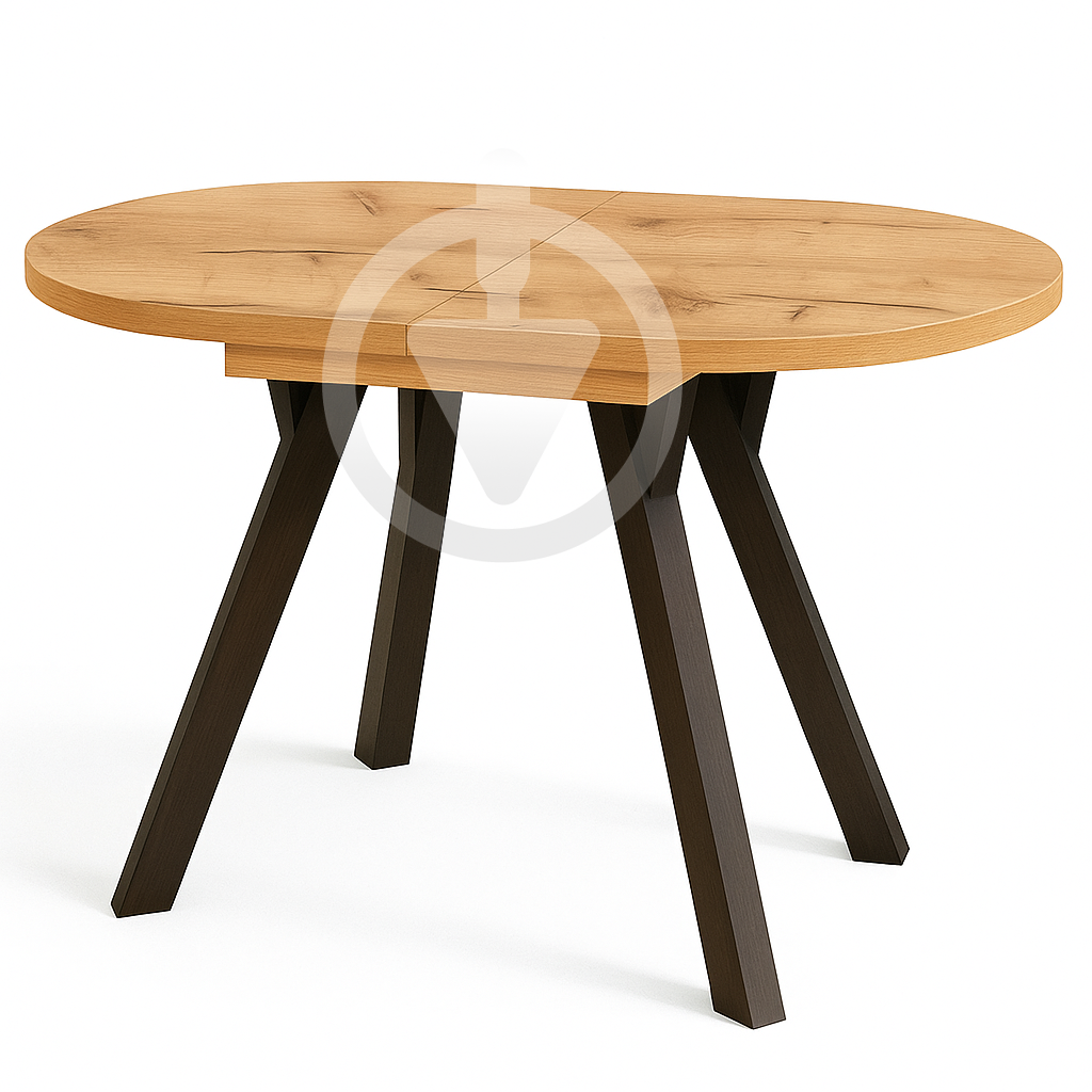 Стол кухонный раскладной MebliRoMax Elips Slide 130х85/170х85 см Loft Дуб Крафт Золотой/Черный