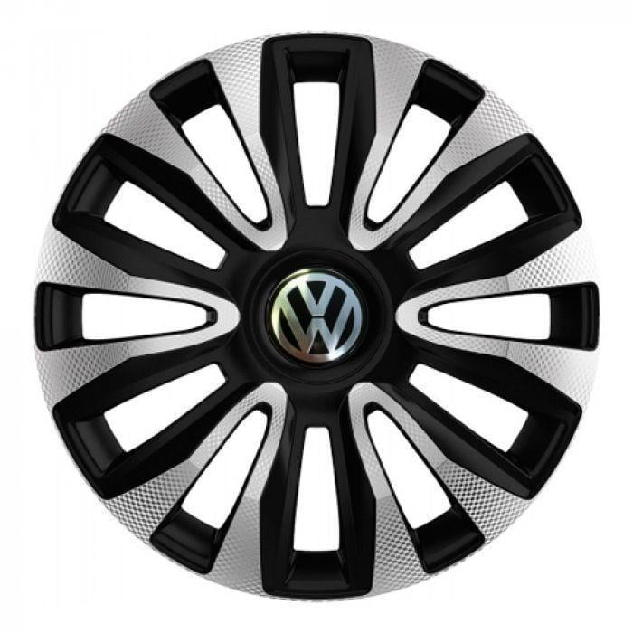 Колпаки для колес 4 Racing Avalon Carbon R13 с логотипом 4 шт. Silver/Black Volkswagen