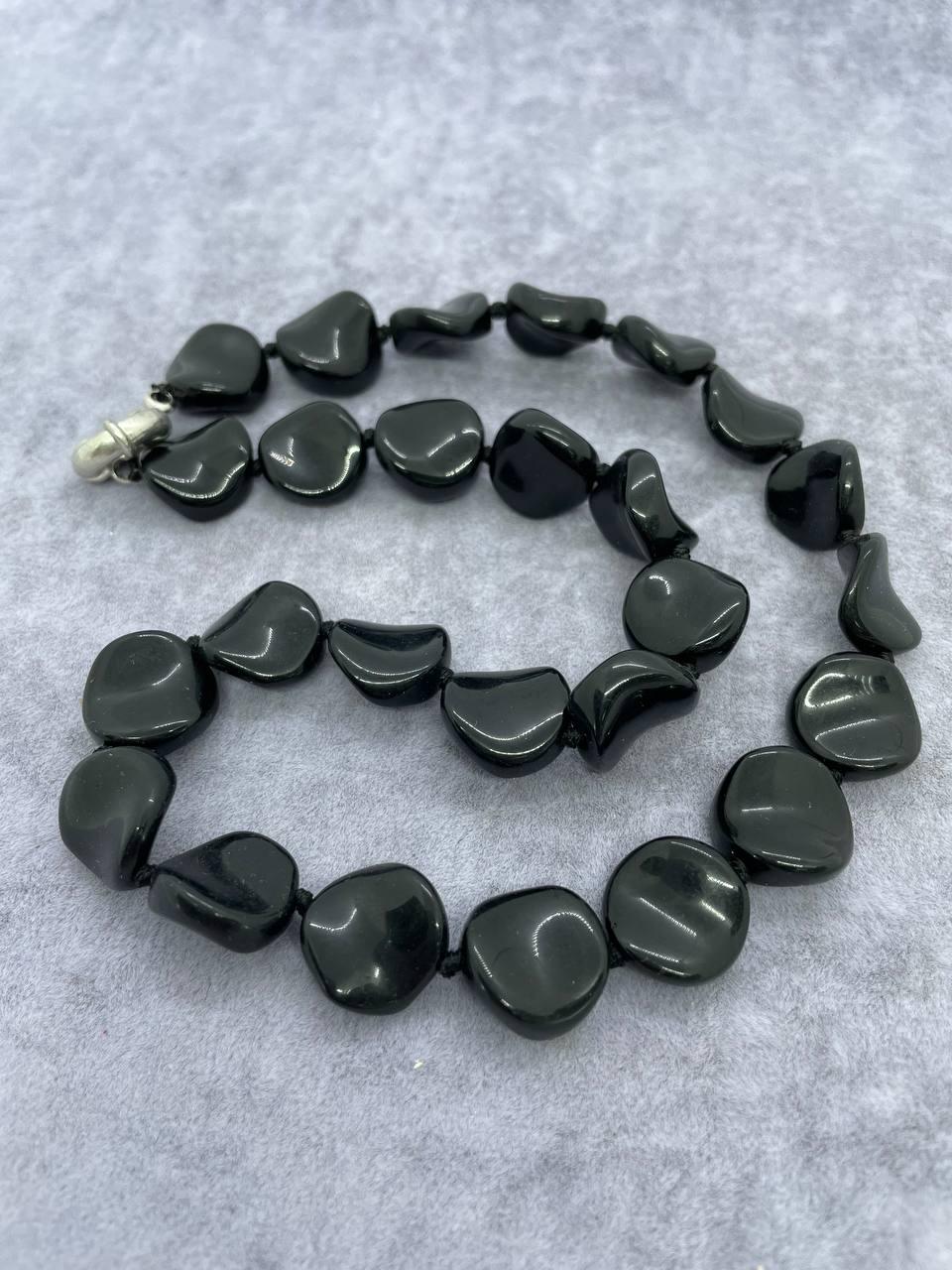 Бусы агат 45 см Черный (661)