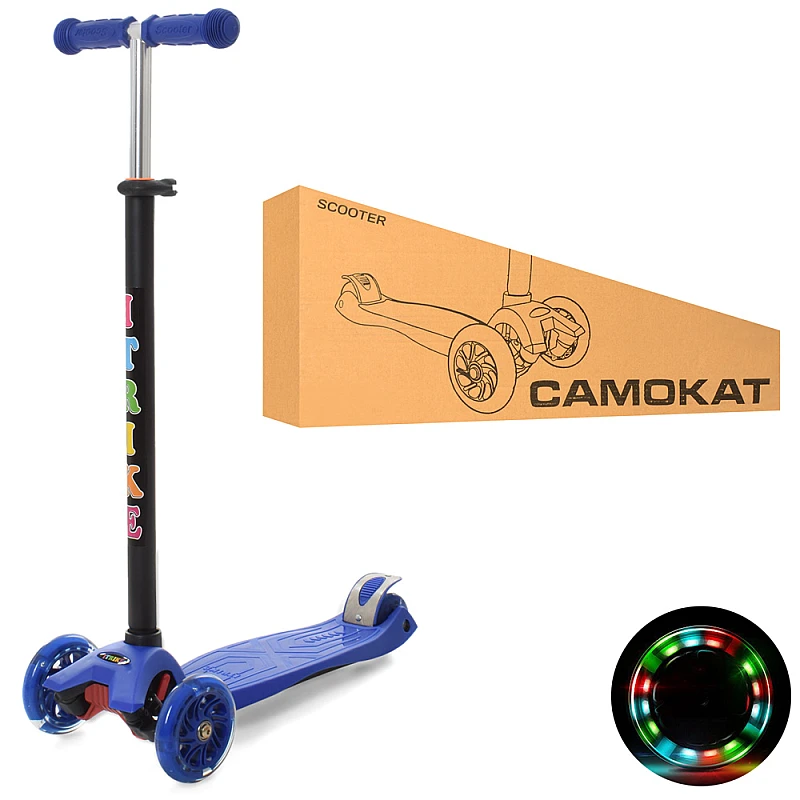 Дитячий самокат 3-х колісний Scooter JR 3-003-DBL з підсвіткою колес Синій (2497288698) - фото 2 Дитячий самокат 3-х колісний Scooter JR 3-003-DBL з підсвіткою колес Синій (2497288698) - фото 2