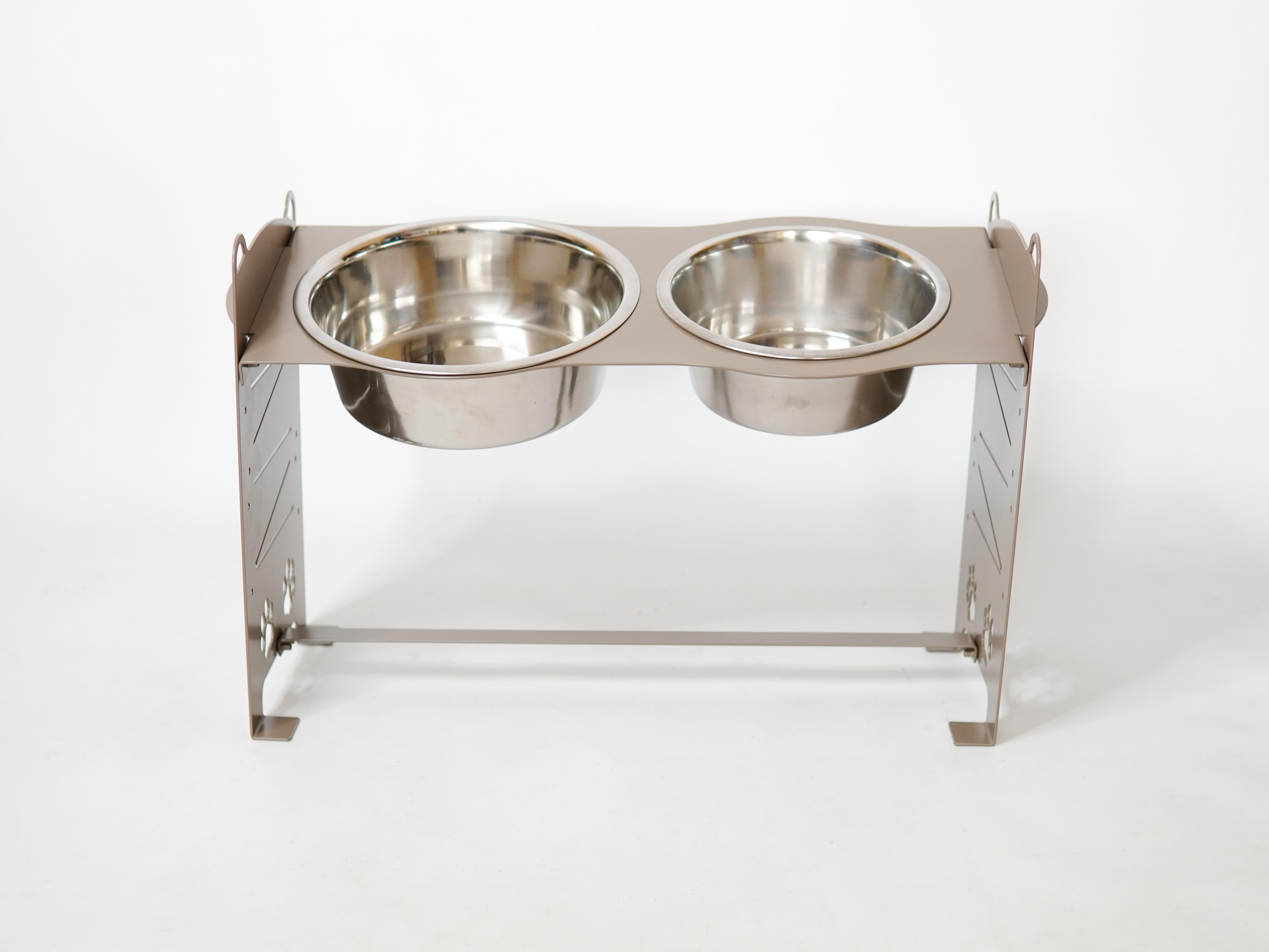 Кормушка для собак средних пород разборная-регулированная 122-293 мм 1,8/2,8 л Бежево-серый (27167252) - фото 2