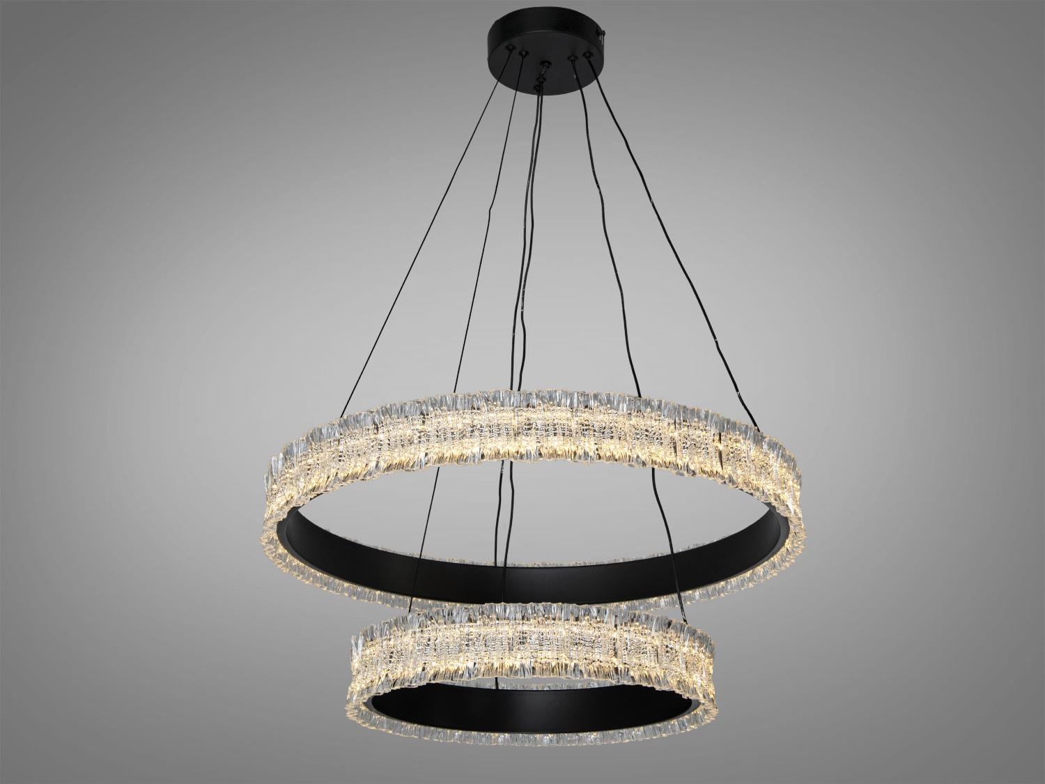 Люстра подвесная Diasha LED 2 кольца/пульт 140W Черный (D8748-600/400BK)