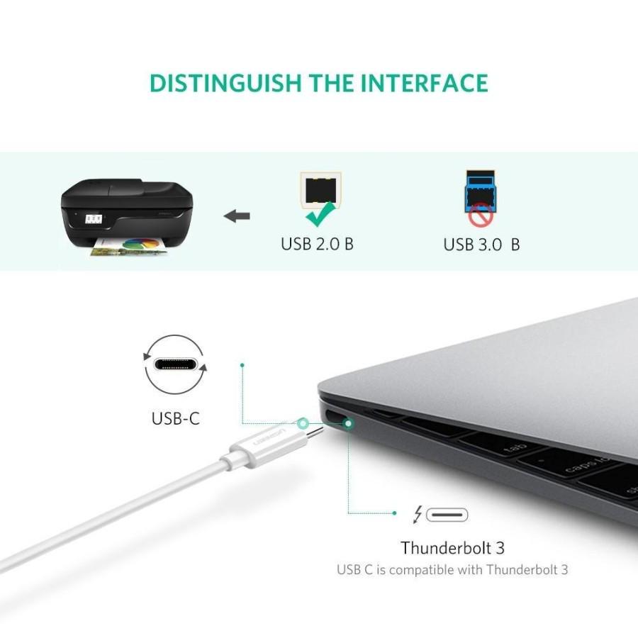Кабель для принтера UGREEN Type-C-USB Type-B 2.0 480 Мбит/с USB-C на USB-B 1 м Белый (40560) - фото 4
