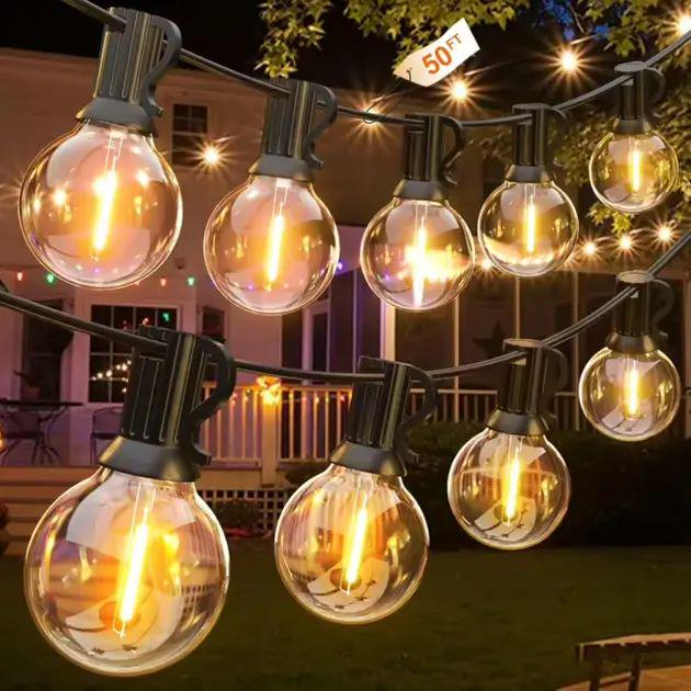 Гирлянда статическая уличная 7.6 метра/25 G-40 IP44 устойчивая к пыли и влаге 220 В с тепло-желтым свечением (opt-104649)