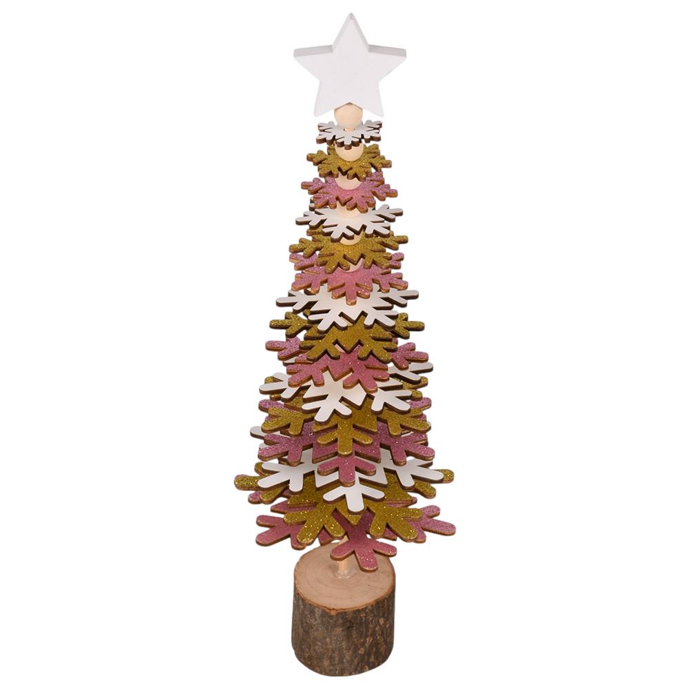 Новогодняя фигурка Christmass tree R33796 30 см Белый с розовым/Золотой (30651687)