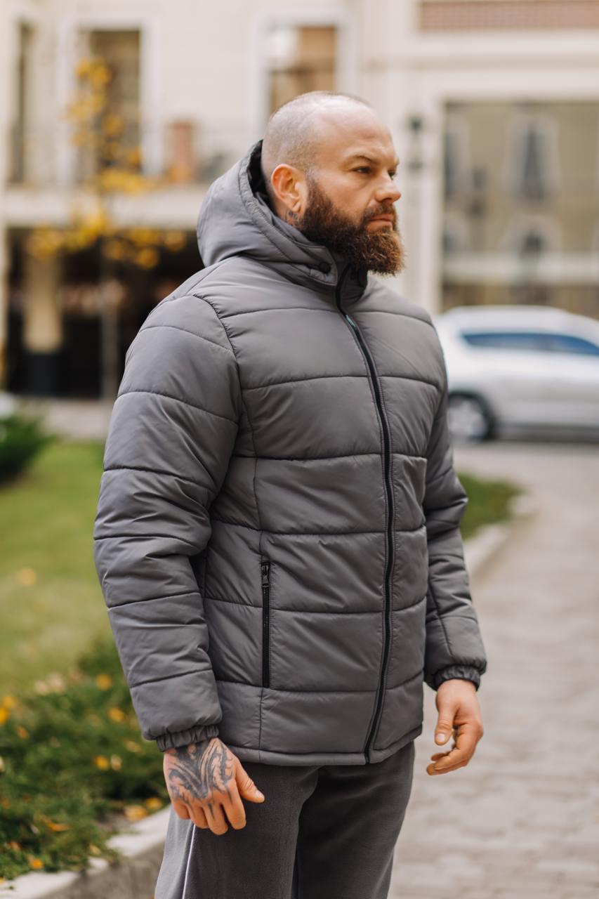 Куртка мужская зимняя с капюшоном теплая M Серый (D0047/2/2) - фото 4 Куртка мужская зимняя с капюшоном теплая M Серый (D0047/2/2) - фото 4