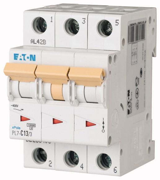 Автоматичний вимикач Eaton Xpole PL7-B13/3 13А триполюсний/крива B/Iкз 10 кA (263388)