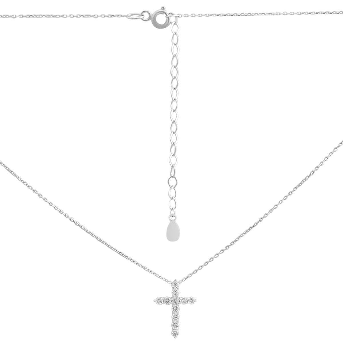 Колье серебрянное LoveR с крестиком и фианитами