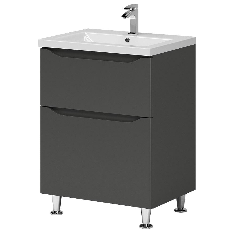 Тумба Aquarius Савойя на ножках с умывальником Комо 60 Графит (12105)