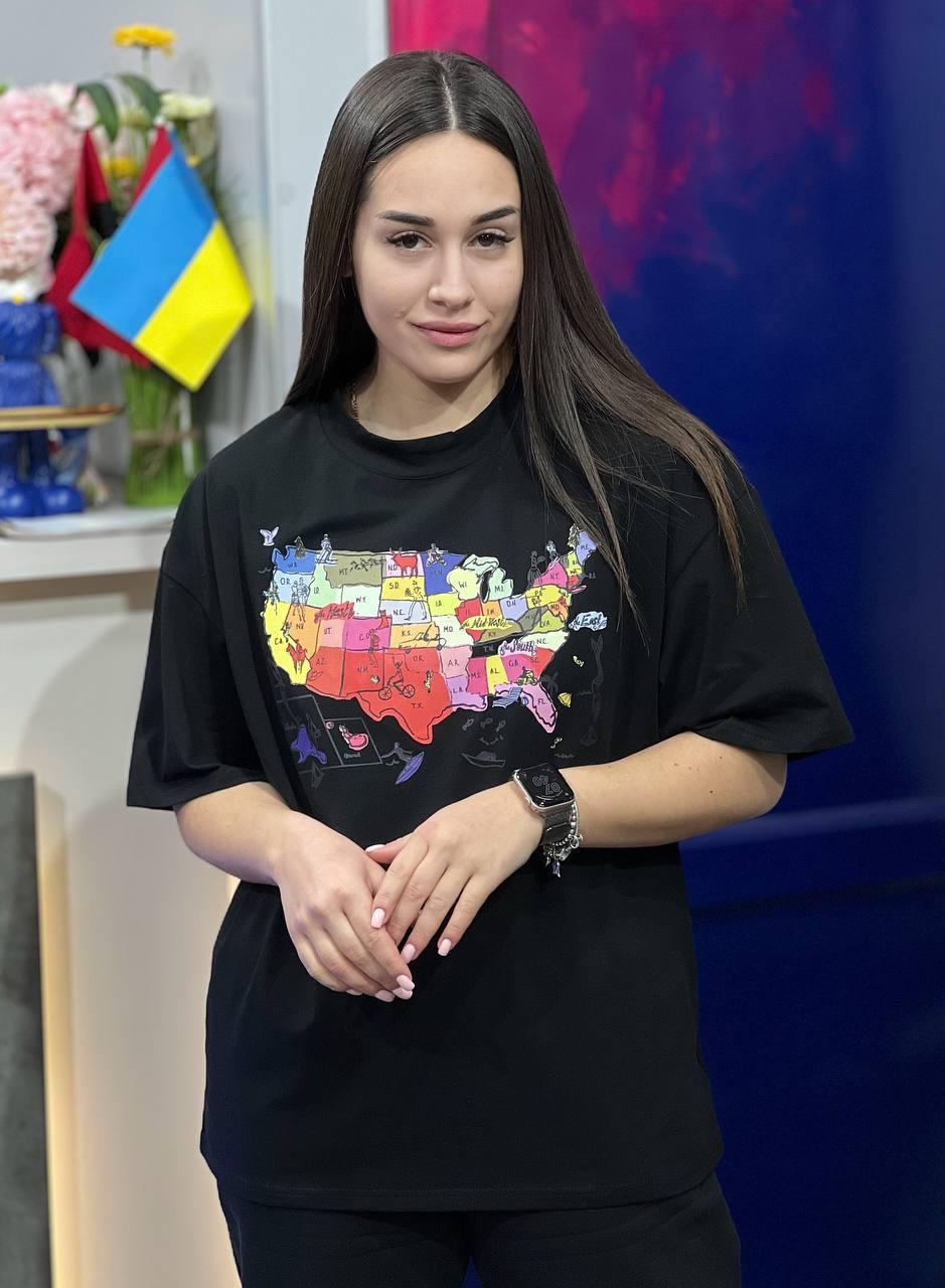 Футболка женская с принтом OS Черный (#25045)