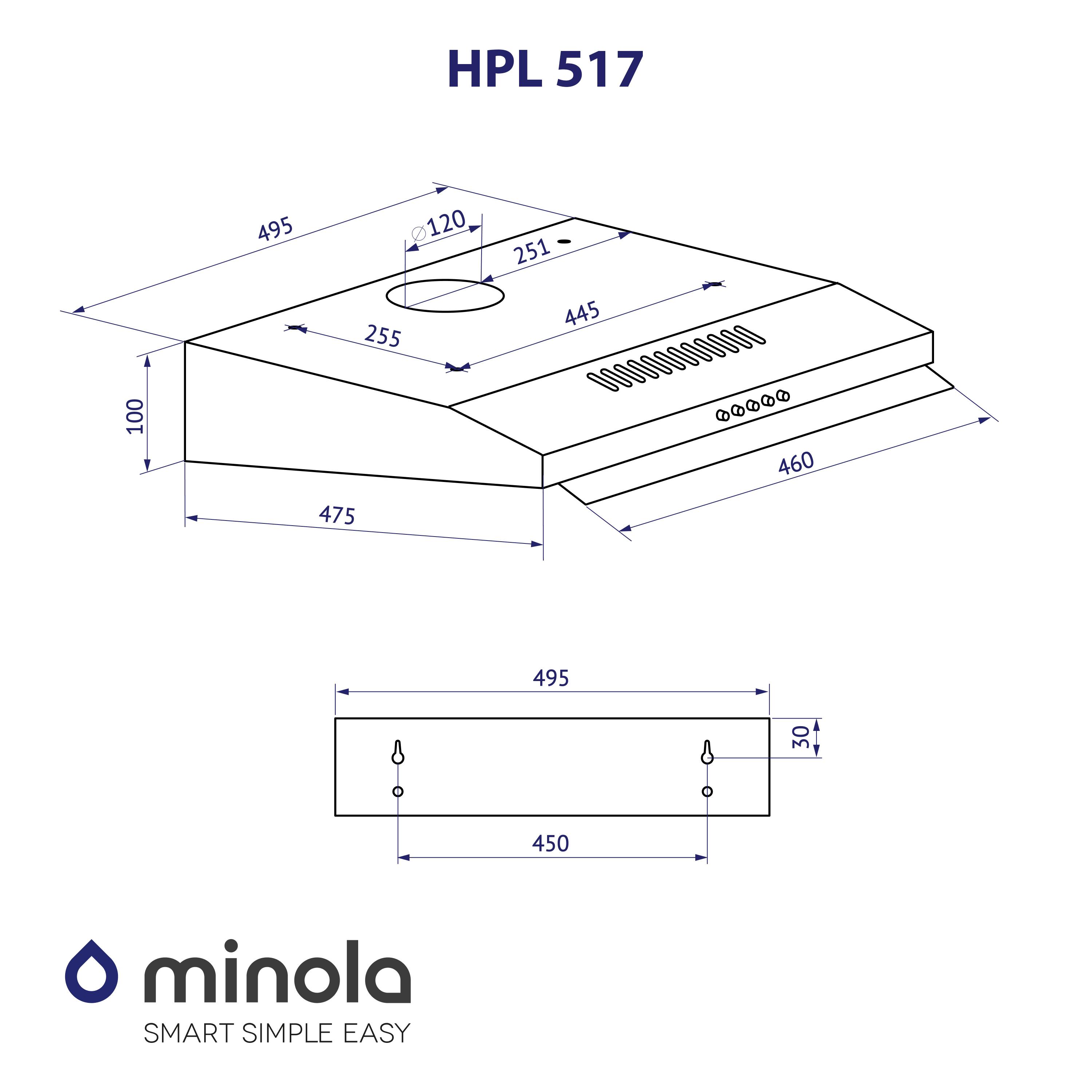 Витяжка плоска Minola HPL 517 BL - фото 11