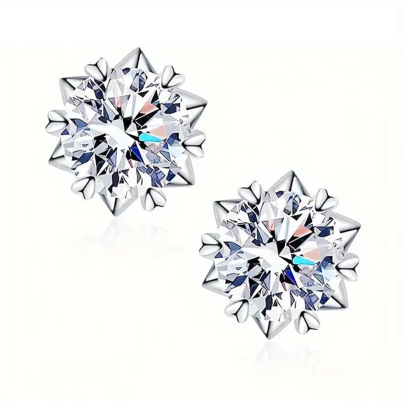 Серьги гвоздики женские AurumLux024 снежинка и сердечка Серебристый (35474052)