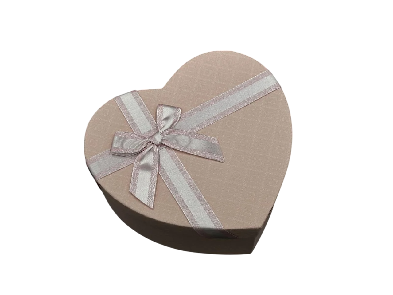 Коробка подарочная в форме сердца с бантиком картонная 3 шт. 21х21х9/19х19х8/17х17х6 см Бледно-розовый (KR-037-5)