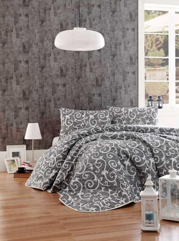 Покрывало стеганное с наволочкой Eponj Home B&W Merle 160x220 см Черный (svt-2000022275309) - фото 1