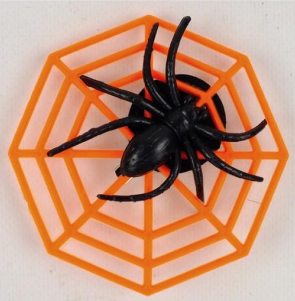 Декор на Хэллоуин Seta Брошь-заколка Паутинка с паучком (19-972-OR-BLK)