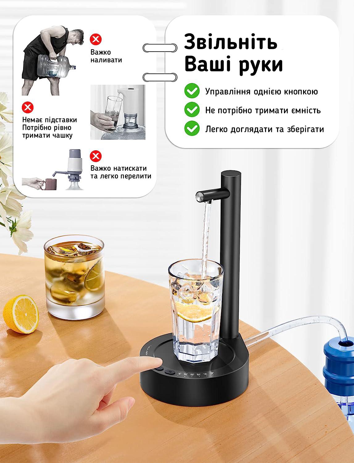 Помпа для води акумуляторна X115 Smart Table Water Dispenser Чорний - фото 4