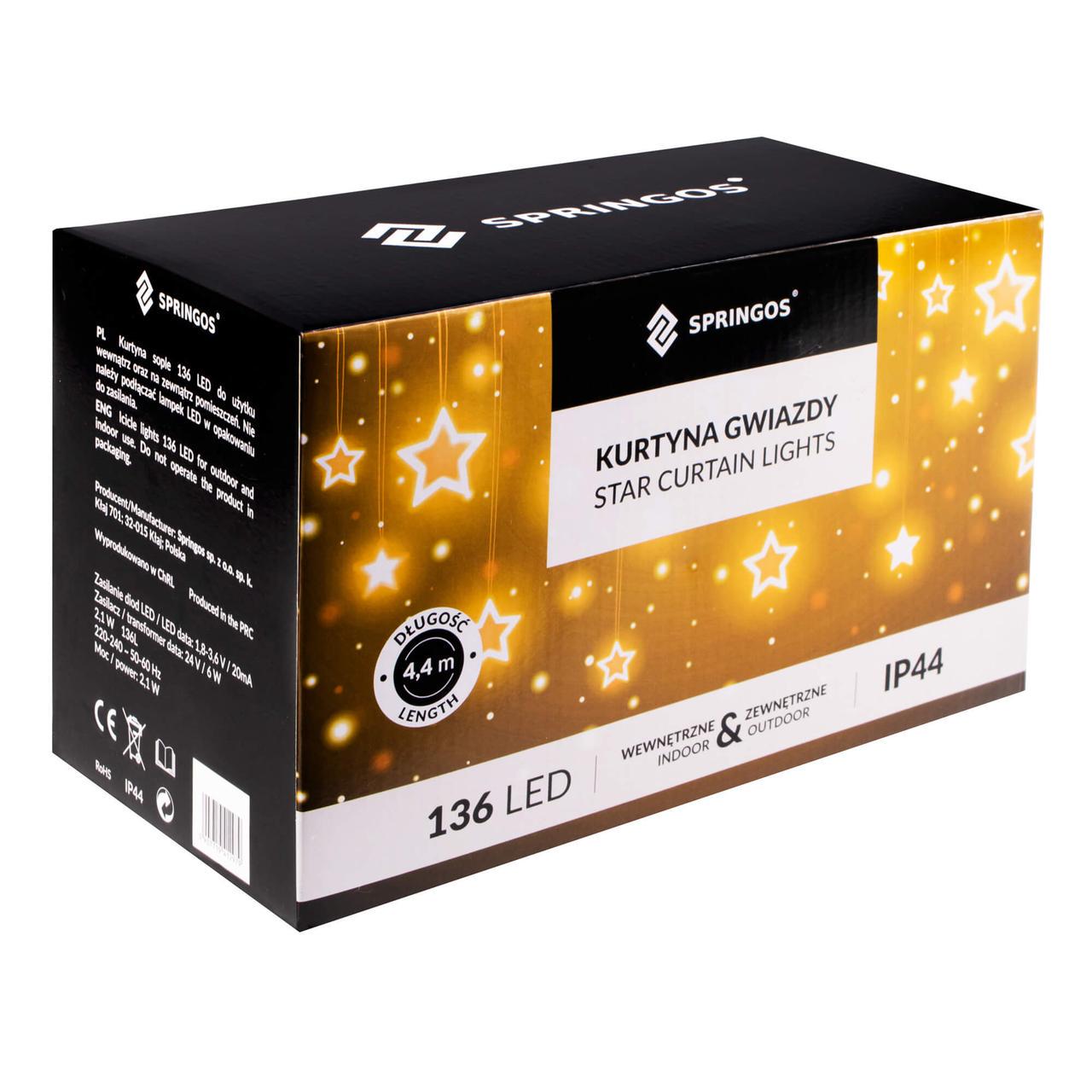 Гірлянда бахрома вулична зовнішня Springos 2 м 136 LED Pilot CL4008 Mix