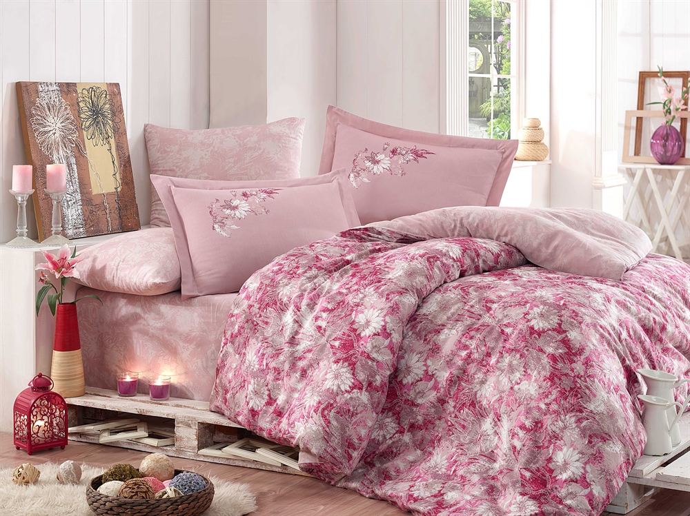 Комплект постельного белья Hobby Exclusive Sateen Romina 200х220 см Розовый