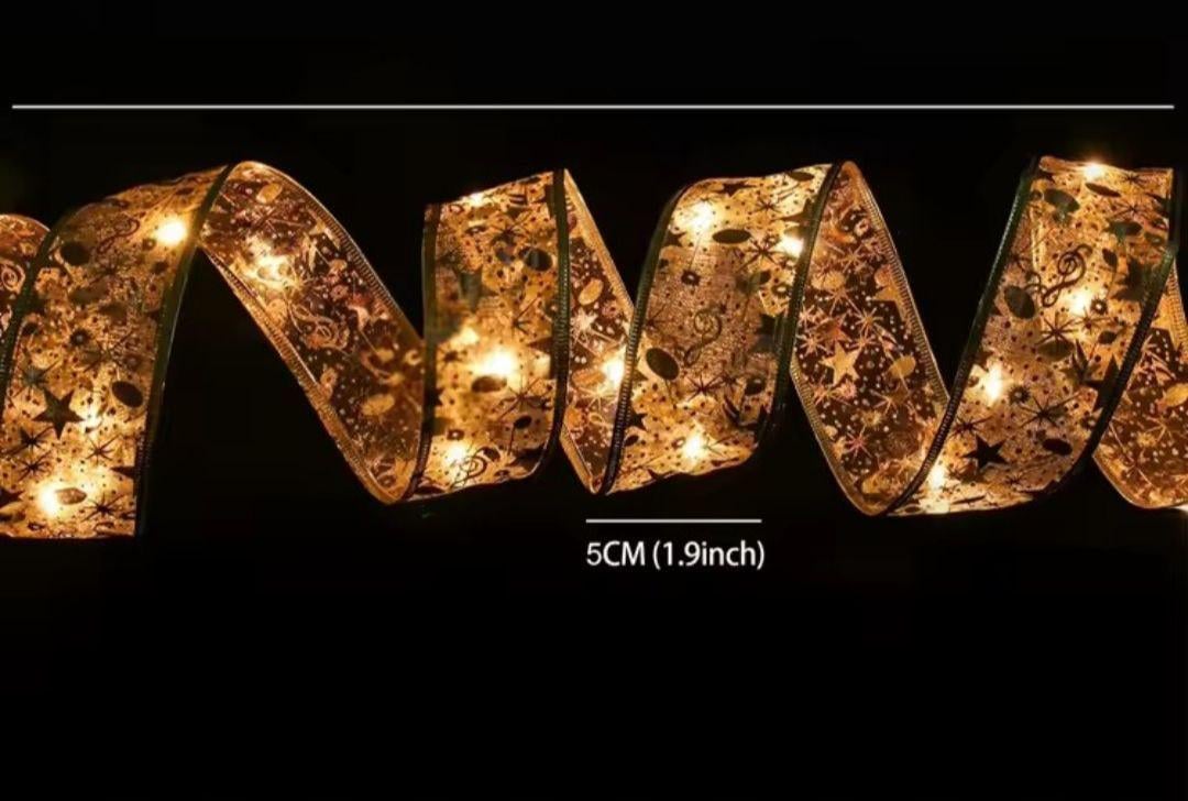 Гірлянда-стрічка на ялинку золотиста 5 см х 5 м живлення від батарейок (00378) - фото 6 Гірлянда-стрічка на ялинку золотиста 5 см х 5 м живлення від батарейок (00378) - фото 6