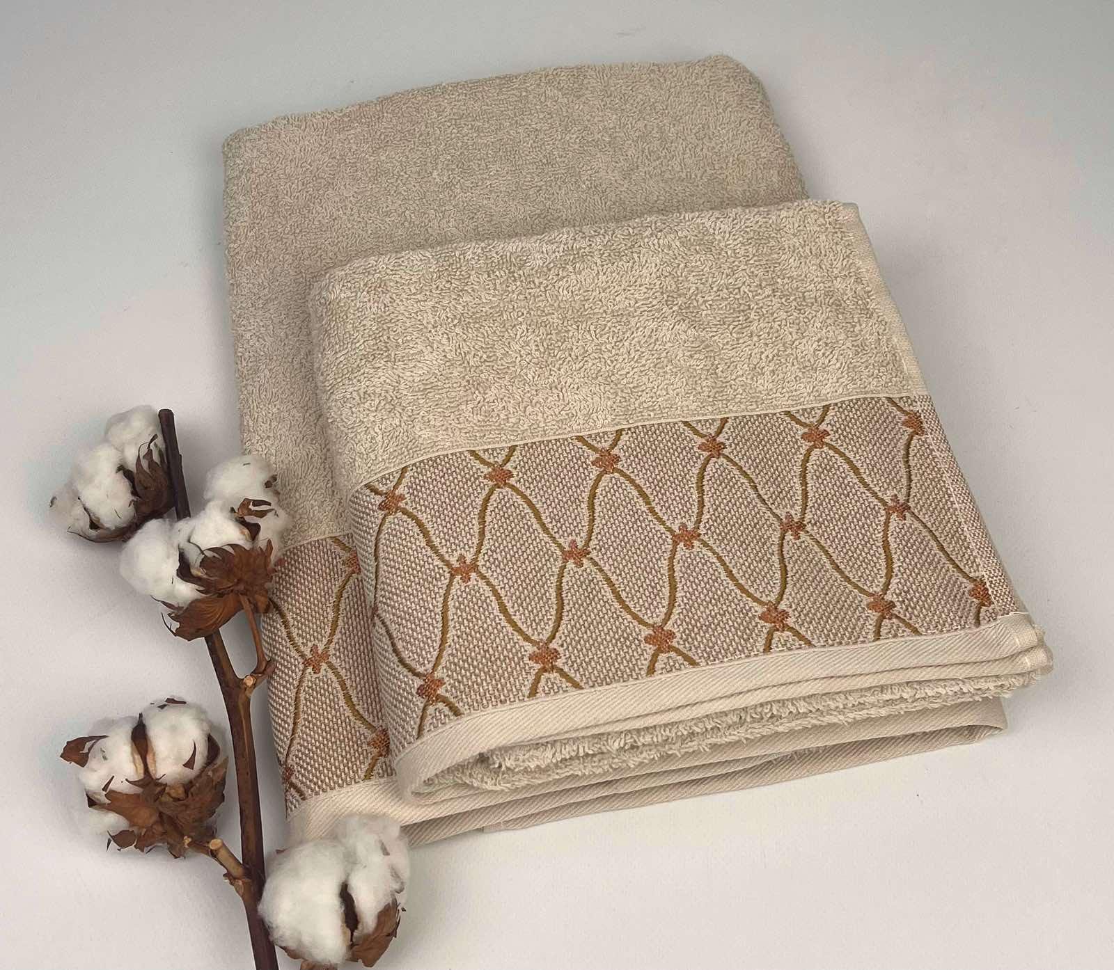 Набір рушників Altinbasak Pera Wendy 2 шт. Бежевий (CN28553) - фото 1 Набір рушників Altinbasak Pera Wendy 2 шт. Бежевий (CN28553) - фото 1