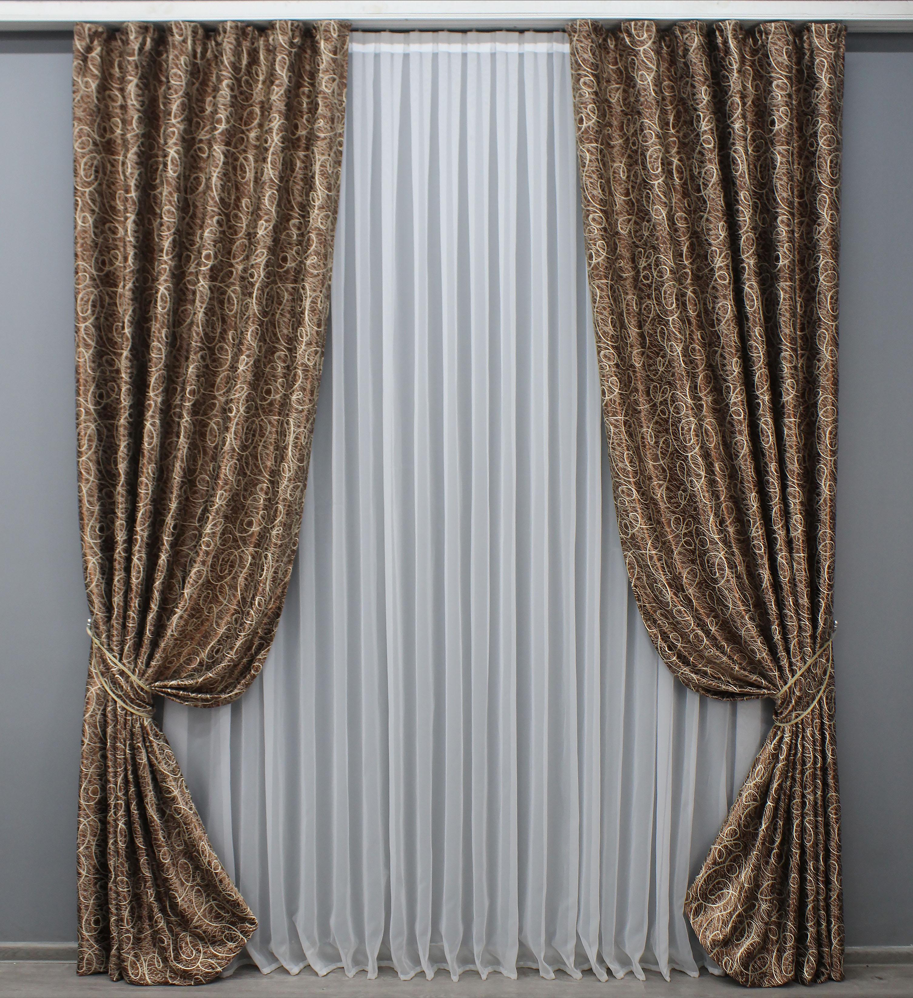 Комплект штор VR-Textil Жаклин № 646ш А блэкаут-софт 100х270 см 2 шт. Коричневый (31-087)