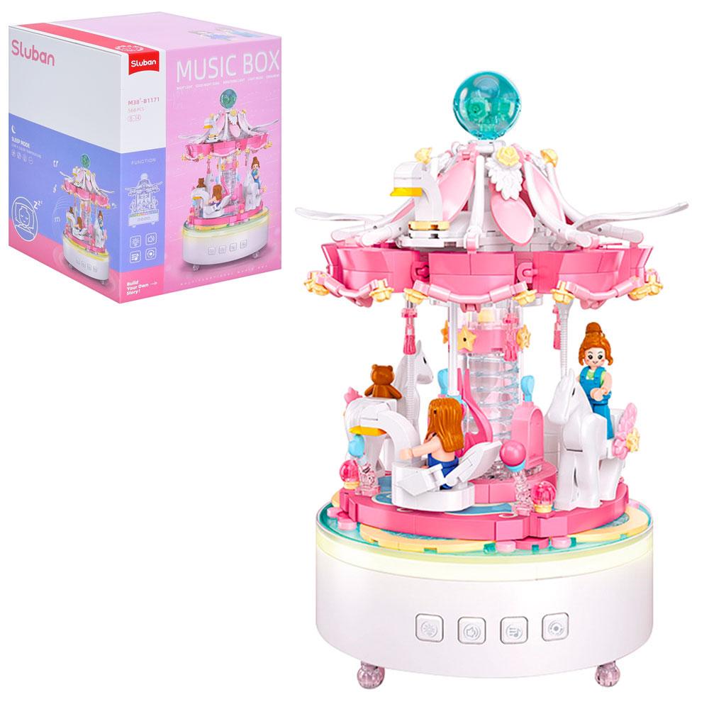 Конструктор M38-B1171 Карусель музыкальная с колыбельной и фигурками 591 дет. (5711)
